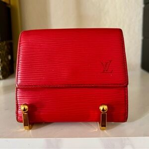 Louis Vuitton Red Epi Elise Trifold Wallet